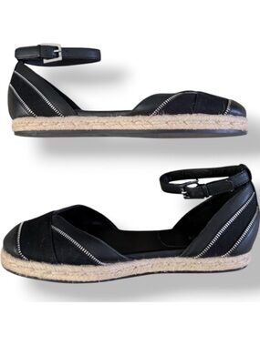 Black Ankle-Strap Espadrille Flats